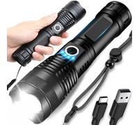 Retoo Linterna LED táctica 5000 lm, zoom, USB-C, IPX5, 5 modos