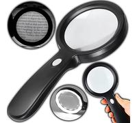 Retoo Lupa de lectura con 18 LED de luz, 10 aumentos, 3 modos de iluminación, lupa de mano para personas mayores y niños, para periódicos, joyeros, monedas, sellos, tarjeta de inspección, funciona con