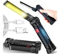 Retoo Luz de trabajo LED, luz de inspección COB recargable portátil con imán, cable de carga USB y gancho, linterna para reparación de automóviles, garaje, camping, uso de emergencia, linternas