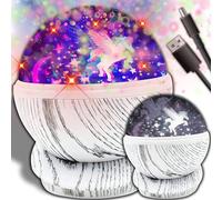 Retoo Luz nocturna cielo estrellado proyector niños con rotación de 360° lámpara LED de noche con 7 colores de luz, lámpara para habitación infantil USB o funciona con pilas, regalos para bebés,