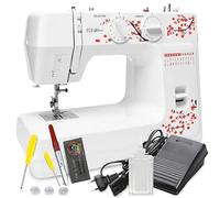 Retoo Máquina de coser de 4 velocidades, 48 puntadas, muchos accesorios, fácil de usar, juego de accesorios, iluminación, juego de costura, para principiantes y expertos, brazo libre, 37 x 27 cm