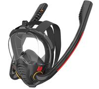 Retoo Máscara de esnórquel de cara completa, panorámica de 180°, segura de CO2, antivaho y antifugas, máscara de buceo con sistema Dry Top plegable, soporte para cámara y correa de silicona ajustable