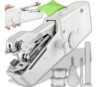 Retoo Mini máquina de coser eléctrica con 3 bobinas de hilo, portátil fácil de usar, manual, kit de costura de viaje doméstica, para Adultos, Puntada Rápida Adecuada para Ropa,Telas color blanco
