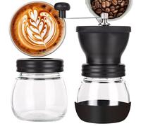 Retoo Molinillo de café manual de cerámica, molinillo grueso y fino, molinillo de mano, acero inoxidable, granos de café, pimienta, cuchilla, cuenco para el hogar, oficina, contenedor de