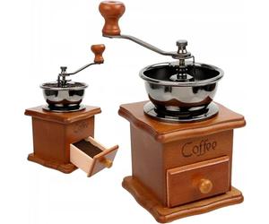 Retoo Molinillo manual de café y especias, madera, manivela, 9,6 x 18,6 cm