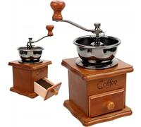 Retoo Molinillo manual de café y especias, madera, manivela, 9,6 x 18,6 cm | Madera lacada y metal, cajón extraíble, para café, especias, nueces y semillas, 9,6 x 9,6 x 18,6 cm, madera clara y grafito