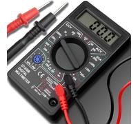 Retoo Multímetro digital con ohmímetro, amperímetro, voltímetro para tensión AC/DC, medidor de corriente DC/AC: 0-5A, mide tensión, corriente, resistencia, continuidad, frecuencia, diodos, Negro