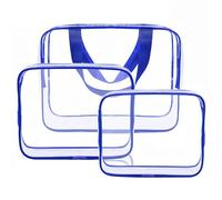 Retoo Neceser Transparente 3 Unidades, Juego de Bolsa Impermeable para Avión, Bolsa de Aseo Grande para Viaje, para Mujer, Hombre y Niños, para Equipaje