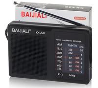 Retoo Radio portátil Am/FM, 2 Pilas AA, Antena telescópica, Jack 3,5 mm | FM 88-108 MHz, AM 540-1600 kHz, control de volumen, correa, 11,5 x 3 x 7,5 cm, 2 pilas AA no incluidas, negro