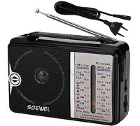 Retoo Radio Portátil, Vintage, Retro, Radio Tradicional de Alto Volumen, 3 Frecuencias Am, FM, SW, Tamaño Mediano, 155x55x100mm, Batería AA, 64-108MHz, Negro