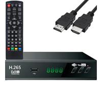 Retoo Receptor DVB-T2 HD con H.265 HEVC, receptor digital con HDMI, eurodial, función de grabación PVR, Timeshift & USB, sintonizador de TV Full HD para televisión por cable, mando a distancia y cable
