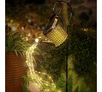 Retoo Regadera solar cadena de luces para exteriores, lámparas solares LED para exteriores, IP65, resistente al agua, luces para regadera, luces con gancho de pastor, cadena de luces exteriores para
