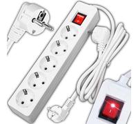 Retoo Regleta de 5 enchufes, 5 m, con interruptor, color blanco