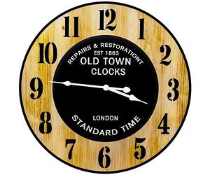 Retoo Reloj de Pared, Madera, Decorativo, Moderno, Retro Hogar Reloj Cocina, para Salón, Dormitorio, Mecanismo Silencioso, Sin Ruido de Tictac, Diametro 50 cm, Marrón-Negro