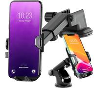 Retoo - Soporte de teléfono móvil Giratorio de 360° y Protector de Silicona para Coche de 4.5-6.5" para salpicadero, Compatible con Samsung, LG, iPhone