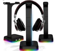 Retoo Soporte para Auriculares Soporte para Auriculares RGB HUB Universal Soporte USB para Auriculares supraaurales Auriculares para Juegos y Pantalla para Auriculares Adecuado para Mesa 12x13x26 cm