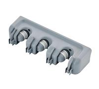 RETOO Soporte para escoba de pared con 3 soportes y 4 ganchos, soporte para escoba para soporte de pared, organizador de herramientas para el hogar, garaje, cocina, baño, jardín, color gris