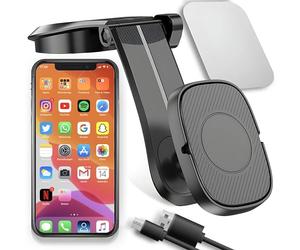 Retoo Soporte para teléfono móvil para coche, soporte universal para parabrisas y salpicadero, magnético para smartphone, Android, iPhone, soporte de coche, accesorios de coche, ventosa negra