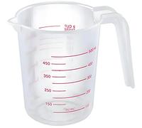Retoo Taza medidora de 0,5 l, irrompible y apta para lavavajillas, transparente, escala roja, vaso medidor de plástico 0,5, vaso medidor grande de cocina, hogar, taller y laboratorio