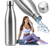 Retoo Termo de acero inoxidable para agua fría y caliente durante 12 horas, 500 ml, 0.5 litros, con tapa giratoria, apto para lavavajillas, doble pared, botella de agua caliente y fría