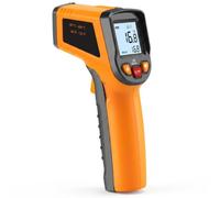 Retoo Termómetro Infrarrojo, Pistola de Temperatura Láser, Sin Contacto, Pantalla Retroiluminada LCD, -50 °C ~ 380 °C, Medidor para Vidrio, Metal, Comida, Naranja