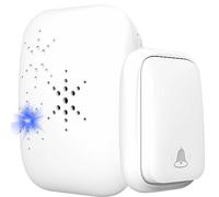 Retoo Timbre inalámbrico, Impermeable, Resistente al Agua IP44, Exterior, 38 Melodías, 4 Niveles de Volumen, Rango 180m, Hasta la Puerta de la Casa, Hotel, Oficina, Receptor, Transmisor, Blanco