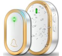 Retoo Timbre inalámbrico resistente al agua, timbre inalámbrico, alcance de 300 m, 38 melodías, 4 niveles de volumen, enchufe inalámbrico para el enchufe, IP44