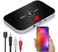 Retoo Transmisor, Adaptador Bluetooth 2 en 1, Receptor Inalámbrico, Audio 3,5 mm, RCA, Baja latencia para MP3, HiFi Altavoces, TV, PC, Coche Auriculares, Sistema Estéreo, Negro