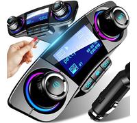 Retoo Transmisor FM Bluetooth 5.0 para Coche, Manos Libres, Pantalla LCD, Doble USB 3.4A, Lector MicroSD 128GB, Reproductor MP3 WAV WMA, Reducción Ruido CVC