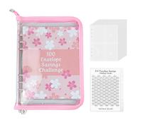Retos de Ahorro, Libreta Ahorro Dinero, Sobres Ahorro Dinero, 100 Días Carpeta de Ahorro de Dinero, Organizador Ahorro Dinero con Cremallera, Rosa Flor de Cerezo, 1 Pieza