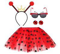 Retourenware,Ladybird Tutu Rock+Marienkäfer Haarreif+Marienkäfer Brille +Marienkäfer Handschuhe +Marienkäfer RayasFocken für Faschingskostüme Karneval Halloween