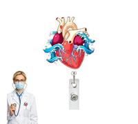 Retractable Badge Holder Heart Pattern Vertical Clip Reel