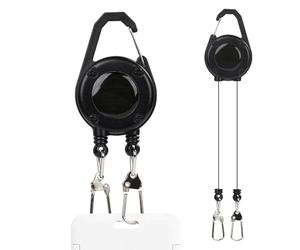 Retractable Badge Holder - Pull Reel with Steel Cord | Carabiner Belt Clip Keyring Attachment for ID Cards, Keys, Tools, Outdoor Camping Hiking Fishing Backpacking Riding Men Women