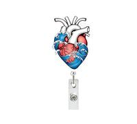 Retractable Badge Holders - Heart Pattern Vertical Nurse Card Holder, Rotating Alligator Clip with Reinforced Nylon Cord, Decorative ID Name Reel, Secure Work Tag Protector for Doctor Teacher Student