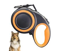 Retractable Chain for Dogs, Pet Walking Leash, Strong Nylon Tape, 360° Tangle- Design, Reflective Strip, Ergonomic Handle, Perfect for Small, Large Dogs, (Black/Gray)