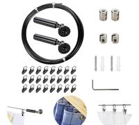 Retractable Clothesline - 304 Stainless Steel Retractable Curtains Wire | Adjustable Heavy Duty Laundry Dryer Rope with Wall Mount for Dorm Apartment Hotel Bedroom Indoor Outdoor Use