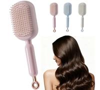 Retractable Cushion Massage Comb - Anti-Static Self Cleaning Hair Brush, Ergonomic Handle Hair Comb & Effortless Detangling Tool Easy Clean for all types of hair and wigs (PINK)