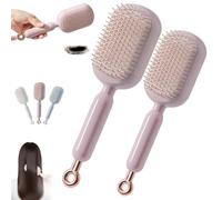 Retractable Cushion Massage Comb - Anti-Static Self Cleaning Hair Brush for Effortless Detangling, Gentle Scalp Massage, and Easy Hair Removal, Ideal for All Hair Types Including Wigs (2Pcs-P)