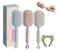 Retractable Cushion Massage Comb, Anti Static Self Cleaning Hair Brush, Pull Ring Air Cushion Massage Retractable Hair Brush for Detangling Thick Curly Hair for Women Men All Types (3Mix)
