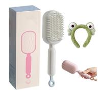 Retractable Cushion Massage Comb, Anti Static Self Cleaning Hair Brush, Pull Ring Air Cushion Massage Retractable Hair Brush for Detangling Thick Curly Hair for Women Men All Types (White)