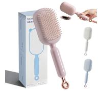 Retractable Cushion Massage Comb, Anti Static Self Cleaning Hair Brush, Retractable Hairs Brush with Bristles, Hairs Styling Tools for All Hair Types (Pink)