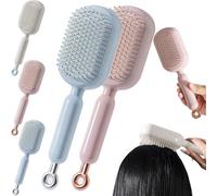 Retractable Cushion Massage Comb Brush, Self Cleaning Hair Brush, Retractable Hair Brushes, Easy Clean, Anti Static Self Cleaning Hair Brush for Women Men All Types Home Travel Office School (#B,2PCS)