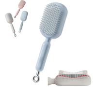Retractable Cushion Massage Comb Brush, Self Cleaning Hair Brush with Anti-Static & Air-Cushion for Detangling and Scalp Massage, For All Hair Types (Blue)