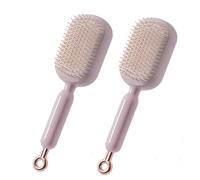 Retractable Cushion Massage Comb, Retractable Cushion Massage Brush for All Hairs Types (Pink)
