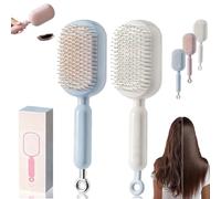 Retractable Cushion Massage Comb, Retractable Cushion Massage Brush for Women, Anti Static Self Cleaning Hair Brush, For All Hairs Types Home Travel Office School (2Pcs-A)