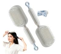 Retractable Cushion Massage Comb, Retractable Hair Brush, Anti Static Self Cleaning Hair Brush for Women, Hair Styling Tools for All Types (White*2)