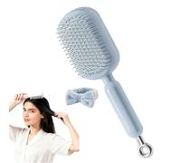 Retractable Cushion Massage Comb, Retractable Hair Brush, Anti Static Self Cleaning Hair Brush for Women, Hair Styling Tools for All Types (Blue)