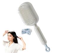 Retractable Cushion Massage Comb, Retractable Hair Brush, Anti Static Self Cleaning Hair Brush for Women, Hair Styling Tools for All Types (White)