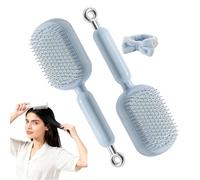 Retractable Cushion Massage Comb, Retractable Hair Brush, Anti Static Self Cleaning Hair Brush for Women, Hair Styling Tools for All Types (Blue*2)