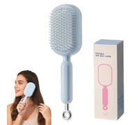 Retractable Cushion Massage Comb, Retractable Hair Brush for Women, Self Cleaning Hair Brush, Hairs Styling Tools for All Hairs Types, For Women Men Home Travel Office School Use (Blue)